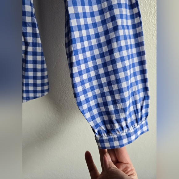 J. McLaughlin, Blue Gingham Woman's Shirt, Blue/White, Size Medium - Picture 6 of 9